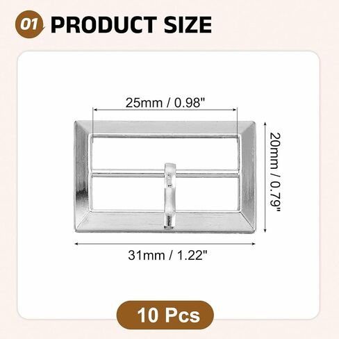 uxcell 10pcs مشبك حزام الشق ، 0.7 "، 0.9" ، 1.1 "أبازيم أسطوانة مستطيل قابلة للتعديل لحرف حقيبة الجلود المحفظة in Saudi Arabia