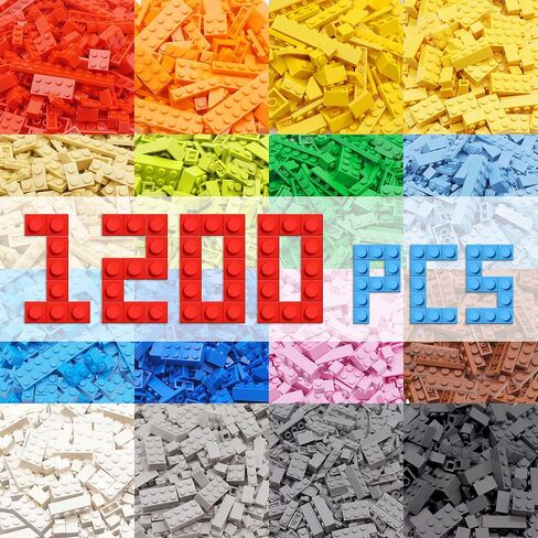 1200 قطعة بناء الطوب - كتل أساسية كبيرة في 12 لونًا و 14 أشكالًا ، كتلة كبيرة متوافقة ، لعبة تعليمية STEM مناسبة للبنين والبنات 6+ in Saudi Arabia