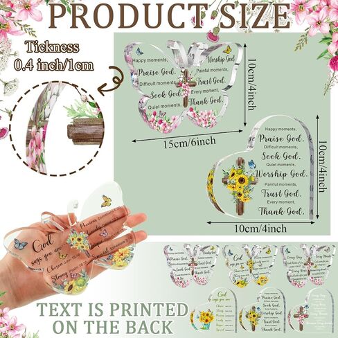 Pinkunn 6 Pcs Acrylic Christian Gifts for Women Heart Inspirational Religious Gifts with Bible Verse and Prayers Butterfly Scripture Faith Keepsake Paperweight Bulk for Church Christmas in Saudi Arabia
