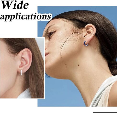 DICOSMETIC 7 Pairs 7 Colors Enamel Hoop Earrings Colorful Cute Huggie Hoop Earring 15mm Stainless Steel Earrings Set Small Circle Hoop Earrings Cute Statement Earrings for Women Jewelry in Saudi Arabia
