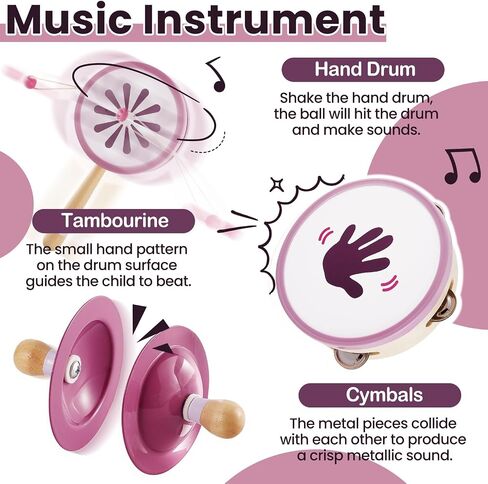 Buyger Wooden Musical Exclosity for Toddler 1-3 ، Baby Montessori Percussion Instruments Toys Music Educational Birthday Hights Fan Ages 1 2 3 4 5+ egens in Kuwait