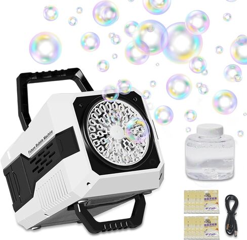 2025 Bubble Blower with LED Lights Automatic Bubble Machine Operated by USB or Battery,for Wedding/Outdoor Party Essential Toy Kids Birthday Gift in Saudi Arabia