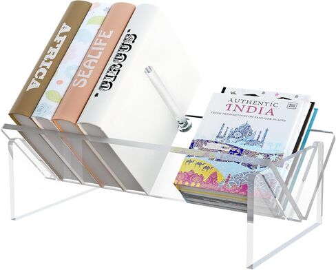 Acrylic Desktop Bookshelf,Small Book Rack for Kids Tabletop Book Holder Cookbook Storage Rack,Transparent Tabletop Book Shelf for Small Spaces Office Home in Saudi Arabia