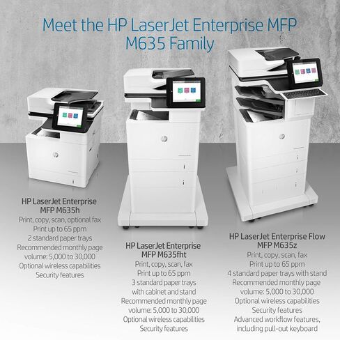 HP LaserJet Enterprise Flow MFP M635Z Monochrome All-in-One مع Ethernet المدمج ، طباعة ثنائية الجوانب ، وحدة تغذية إدخال عالية السعة ، وقصة ذات عجلات و 3 أطباق Stapler/Stacker (7PS99A) in Saudi Arabia