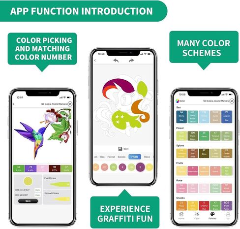 168 Colors Alcohol Markers with Free App, Dual Tip Art Markers with Kickstand Case for Artists Adults and Kids. Alcohol Based Marker for Coloring Painting Sketching and Drawing, Great Gift in Saudi Arabia