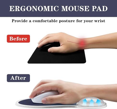 Mouse Pad with Wrist Rest,Ergonomic Mouse Pad with Comfortable Gel Wrist Rest Support and Non-Slip PU Base for Easy Typing Pain Relief, Durable and Washable (Transparent Khaki Gradient) in Kuwait