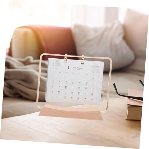 1Set Desk Calendar Rack Rack Selegant Flip Salendar Stand for Desktop Support Formeal Support for Easy Page Unding Office Office Decord تصميم معدني in Kuwait
