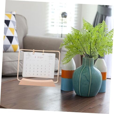 1Set Desk Calendar Rack Rack Selegant Flip Salendar Stand for Desktop Support Formeal Support for Easy Page Unding Office Office Decord تصميم معدني in Kuwait