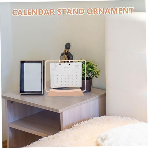 1Set Desk Calendar Rack Rack Selegant Flip Salendar Stand for Desktop Support Formeal Support for Easy Page Unding Office Office Decord تصميم معدني in Kuwait