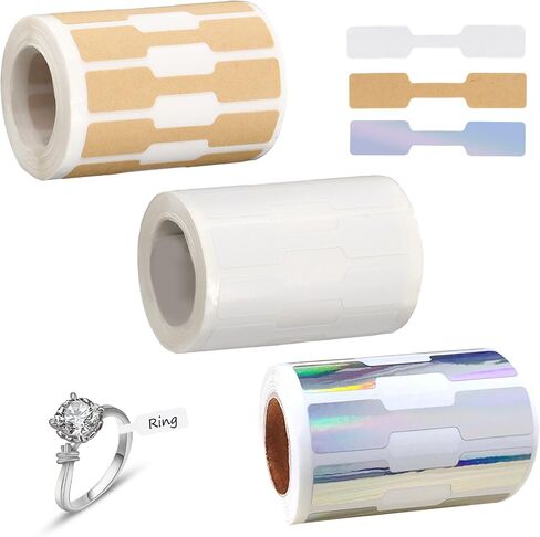 1500 PCS Jewelry Price Tags, Jewelry Tags for Pricing, Easy Peel Off, Self-Adhesive White Blank Price Stickers, Suitable for Bracelets, Necklaces, Earrings, Clothing Display (500 Labels/Roll) in Saudi Arabia