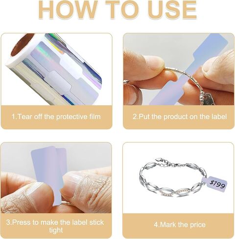 1500 PCS Jewelry Price Tags, Jewelry Tags for Pricing, Easy Peel Off, Self-Adhesive White Blank Price Stickers, Suitable for Bracelets, Necklaces, Earrings, Clothing Display (500 Labels/Roll) in Saudi Arabia
