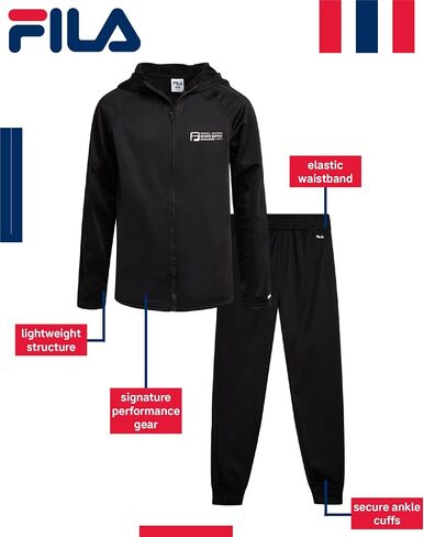Fila Boys' Active Tracksuit Set - 2 Piece Performance Tricot Sweatshirt and Jogger Sweatpants - Activewear Set for Boys, 8-12 in Saudi Arabia