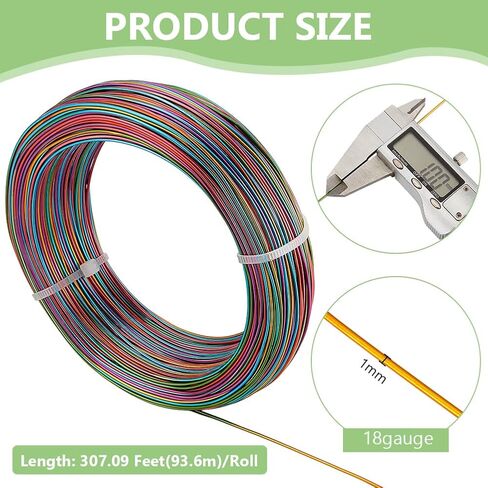 Benecreat 18 Gauge 307 قدمًا متعددة الألوان مجوهرات حرفية تدرج سلك الألومنيوم سلك قابل للانحناء مع صندوق تخزين للمجوهرات الحرف اليدوية ذات اللون الأخضر الأزرق الأزرق in Saudi Arabia