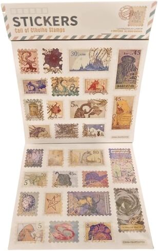 28 قطعة CTHULHU Stamps ملصقات الورق يدويًا بطاقات بريدية عتيقة أخطاك الوحوش الباحث عن هدية مثالية لتجميع مجموعة الهدايا الفنية (7 * 6.2 بوصة) in Kuwait