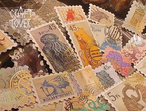 28 قطعة CTHULHU Stamps ملصقات الورق يدويًا بطاقات بريدية عتيقة أخطاك الوحوش الباحث عن هدية مثالية لتجميع مجموعة الهدايا الفنية (7 * 6.2 بوصة) in Kuwait