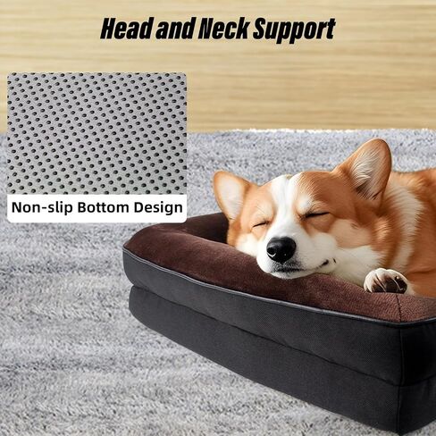 Orthopedic Egg-Shaped Sponge Dog Bed Small Size Dog with Sides, Removable Cover and Non-Slip Bottom (Grey, 24 * 18 * 6) in Saudi Arabia