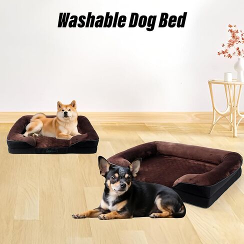 Orthopedic Egg-Shaped Sponge Dog Bed Small Size Dog with Sides, Removable Cover and Non-Slip Bottom (Grey, 24 * 18 * 6) in Saudi Arabia