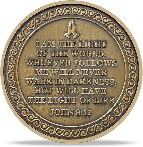 Sacred Heart of Jesus Religious Coin - Inspirational Christ Medallions with Biblical Verse - Ideal Religious and Spiritual Gifts for Men & Women Celebrating Faith and The Light of The World in Kuwait