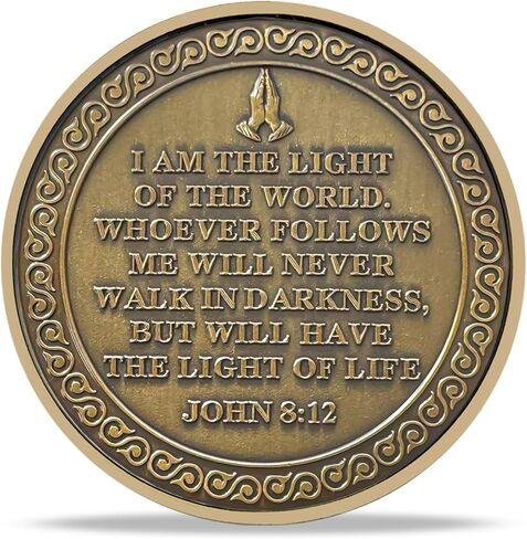 Sacred Heart of Jesus Religious Coin - Inspirational Christ Medallions with Biblical Verse - Ideal Religious and Spiritual Gifts for Men & Women Celebrating Faith and The Light of The World in Kuwait