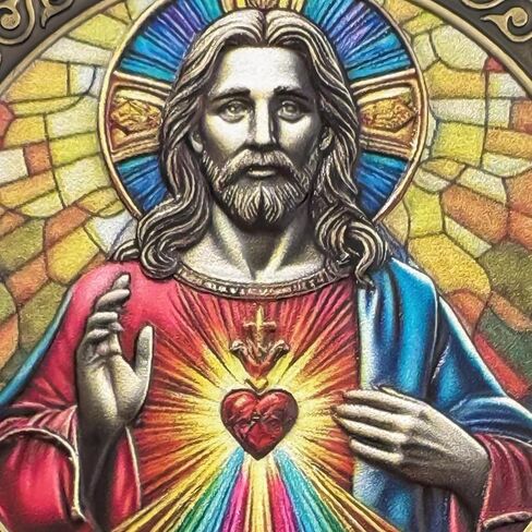 Sacred Heart of Jesus Religious Coin - Inspirational Christ Medallions with Biblical Verse - Ideal Religious and Spiritual Gifts for Men & Women Celebrating Faith and The Light of The World in Kuwait