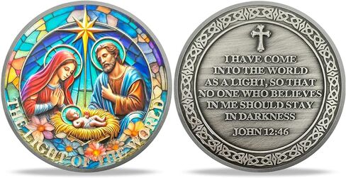 Sacred Heart of Jesus Religious Coin - Inspirational Christ Medallions with Biblical Verse - Ideal Religious and Spiritual Gifts for Men & Women Celebrating Faith and The Light of The World in Kuwait