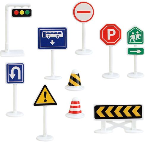 Totority 10pcs Traffic Road Sign Models for Miniature Road Cones Educational Lightweight and Compact Traffic Learning Playthings for Preschoolers in Saudi Arabia