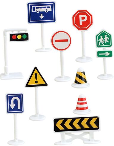 BESPORTBLE 10pcs Mini Traffic Sign for Bright Color Road Barricades and Street Signs Lightweight Educational Model for Traffic Knowledge Learning and Parent Interaction in Saudi Arabia