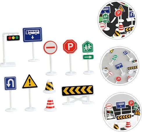 BESPORTBLE 10pcs Mini Traffic Sign for Bright Color Road Barricades and Street Signs Lightweight Educational Model for Traffic Knowledge Learning and Parent Interaction in Saudi Arabia