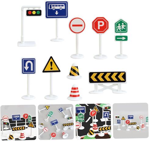 BESPORTBLE 10pcs Mini Traffic Sign for Bright Color Road Barricades and Street Signs Lightweight Educational Model for Traffic Knowledge Learning and Parent Interaction in Saudi Arabia