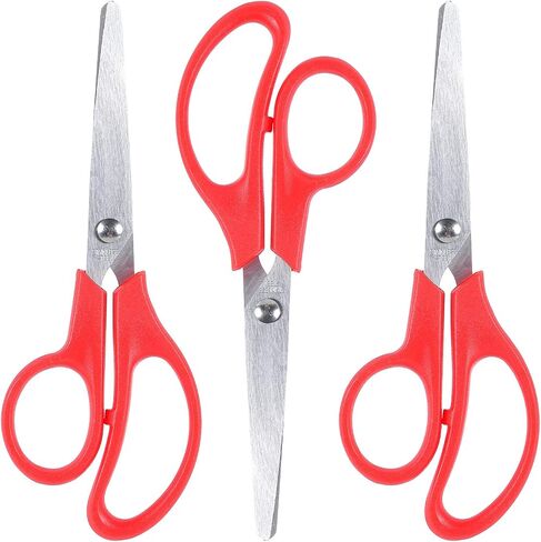مقصات الأطفال اليسرى ， سلامة مقص طفل صغير ليردلير لورقة قطع الحرفية - 3 حزمة 5 بوصات تلميح ， أحمر in Kuwait