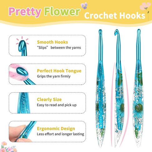 مجموعة خطاف Coopay Crochet ، 5 أجزاء من الكروشيه مع العلبة (4 مم ، 4.5 مم ، 5 مم ، 5.5 مم ، 6 مم) ، قبضة الراتنجات الأزهار - جميلة ومريحة ، رائعة للبطانيات الكروشيه ، الدمى ، الشالات ، القبعات ، الأوشحة (G -J) in Saudi Arabia