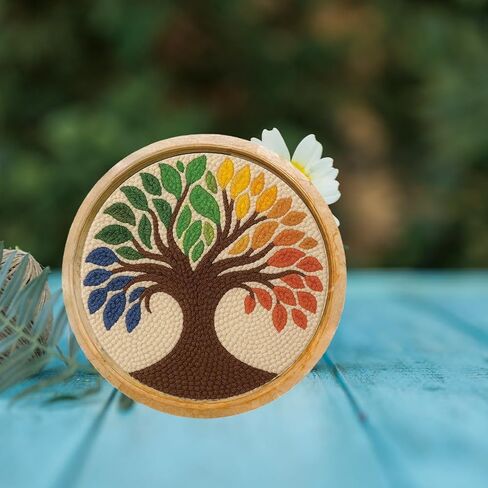 FreeBloss Tree of Life Punch Needle Kit للمبتدئين تطريز إبرة كاتب كروتير مجموعة مع تعليمات تطريز طوق للبالغين ديكور هدايا ، 7.9 " in Kuwait