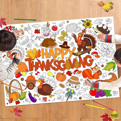 Howaf Hello Fall Jumbo Coloring Poster مع 24 (12 لونًا) أقلام تلوين ، لافتة تلوين عملاقة خريف ، لافتة تغطية لتلوين قروق القرع لعيد الميلاد لحفلات عيد الشكر in Saudi Arabia