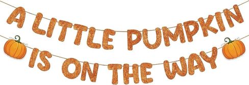 Fulmoon Pre Strung a Little Pumpkin Is on the Way Glitter Banner Pumpkin Baby Shower Banner Fall Theme Gender Reveal Baby Shower Birthday Party Decorations Supplies(Pink) in Saudi Arabia