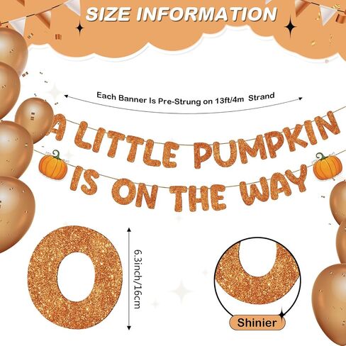 Fulmoon Pre Strung a Little Pumpkin Is on the Way Glitter Banner Pumpkin Baby Shower Banner Fall Theme Gender Reveal Baby Shower Birthday Party Decorations Supplies(Pink) in Saudi Arabia