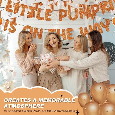 Fulmoon Pre Strung a Little Pumpkin Is on the Way Glitter Banner Pumpkin Baby Shower Banner Fall Theme Gender Reveal Baby Shower Birthday Party Decorations Supplies(Pink) in Saudi Arabia