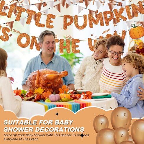 Fulmoon Pre Strung a Little Pumpkin Is on the Way Glitter Banner Pumpkin Baby Shower Banner Fall Theme Gender Reveal Baby Shower Birthday Party Decorations Supplies(Pink) in Saudi Arabia