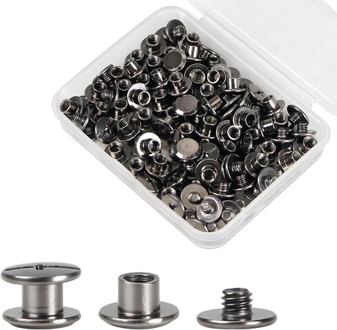 برغي ربط MroMax M4، M4 × 10 مم من الفولاذ الكربوني المطلي بالنيكل برأس متقاطع برغي شيكاغو مجموعة براغي ملزمة لتزيين الجلد بنفسك ودفتر القصاصات وألبومات الصور تجليد الكتب 25 قطعة in Kuwait