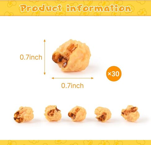 Fake Popcorn, 30 Pcs Spherical Artificial Popcorn Models Simulation Realistic Popcorn Food Props for DIY Craft Home Kitchen Party Dollhouse Decor in Saudi Arabia