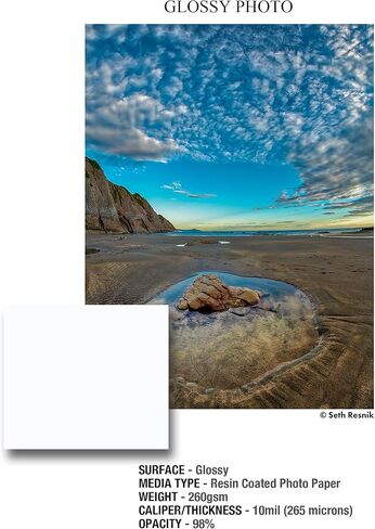 ILFORD Galerie 8.5x11" (25 Sheets) Glossy Photo with high-Gloss Smooth Surface, Instant Dry Archival Photo Inkjet Paper 10mil / 260gsm for Dye and Pigment Ink Printers, Made in Germany in Saudi Arabia