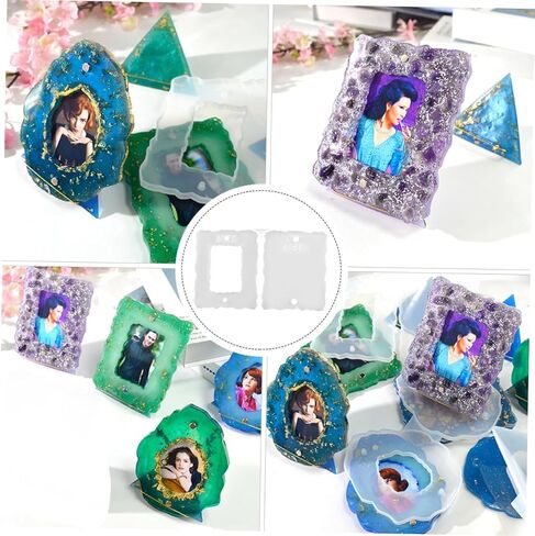 Lurrose 1pc صورة السيليكون إطار القالب DIY الإبوكسي إطار صورة هندسية صنع قالب السيليكون للتزخار in Kuwait