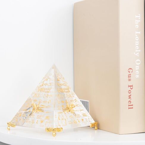 Crystal Pyramid Paperweight Healing Obsidian Positive Energy Mini Figurine，with Gold Base Office Living Room Desktop Decoration in Saudi Arabia