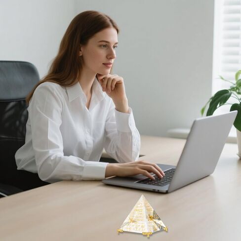 Crystal Pyramid Paperweight Healing Obsidian Positive Energy Mini Figurine，with Gold Base Office Living Room Desktop Decoration in Saudi Arabia