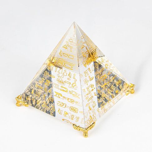 Crystal Pyramid Paperweight Healing Obsidian Positive Energy Mini Figurine，with Gold Base Office Living Room Desktop Decoration in Saudi Arabia
