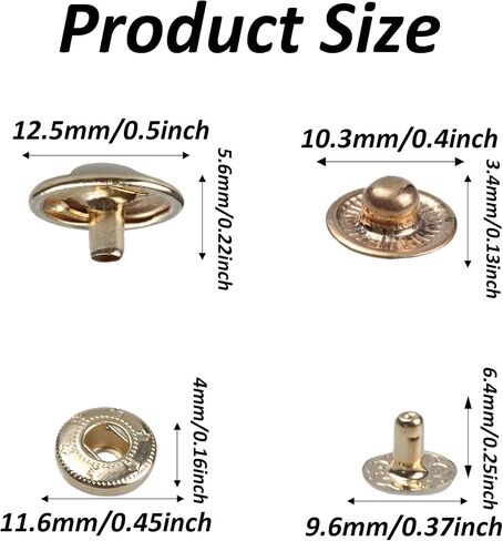 pson 50 Sets 10mm Antique Bronze Metal Snap Fasteners, Heavy Duty Snap Buttons Press Studs, Leather Snap Fasteners for Jackets, Bags, Clothes, Jeans in Saudi Arabia