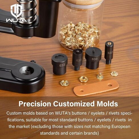 WUTA Hand Press Button Installation Machine Manual Press Grommet Eyelet Installer Tools Snap Fastener Metal Mold Mute Craft Tool (Machine+666+665+633+831 Mold) Set in Saudi Arabia