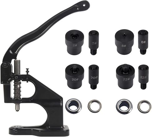 WUTA Hand Press Button Installation Machine Manual Press Grommet Eyelet Installer Tools Snap Fastener Metal Mold Mute Craft Tool (Machine+666+665+633+831 Mold) Set in Saudi Arabia