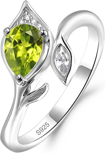 S925 Sterling Silver Pear Shaped Gemstone Ring Leaf Engagement Ring for Women in Kuwait
