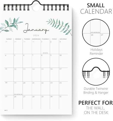 Jotsome Small Calendar 2025-2026 ، التقويم المصغر من الآن إلى ديسمبر 2026 6 "X9" ، زخرفة الجدار التقويم الجمالي في المنزل والمكتب لسهولة التنظيم in Kuwait