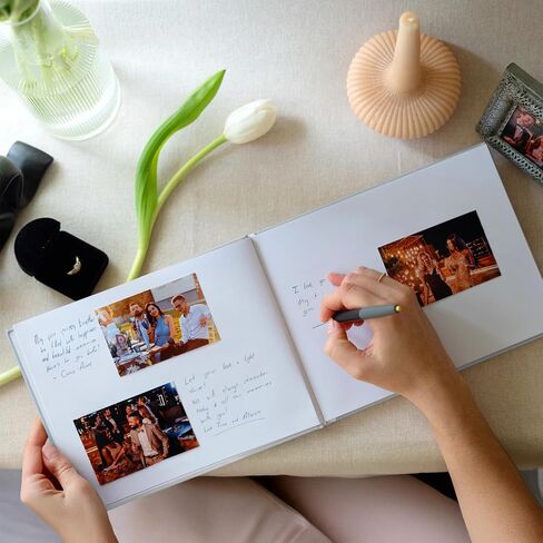 مجموعة زفاف زفاف جميلة مجموعة مع 2025 سنة لاستقبال حفل زفاف الخاص بك - كتاب زوار أن الأنيقة Polaroid Pholed Wover W Linen Cover ، علامة ، قلم فاخر وزوايا صور لاصقة لالتقاط الذكريات in Kuwait